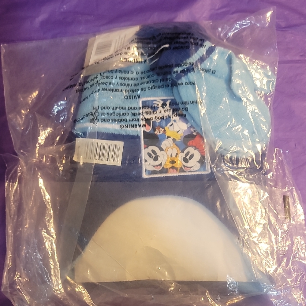 Disney Blue and White Kids Hat, Scarf & Mitten Set